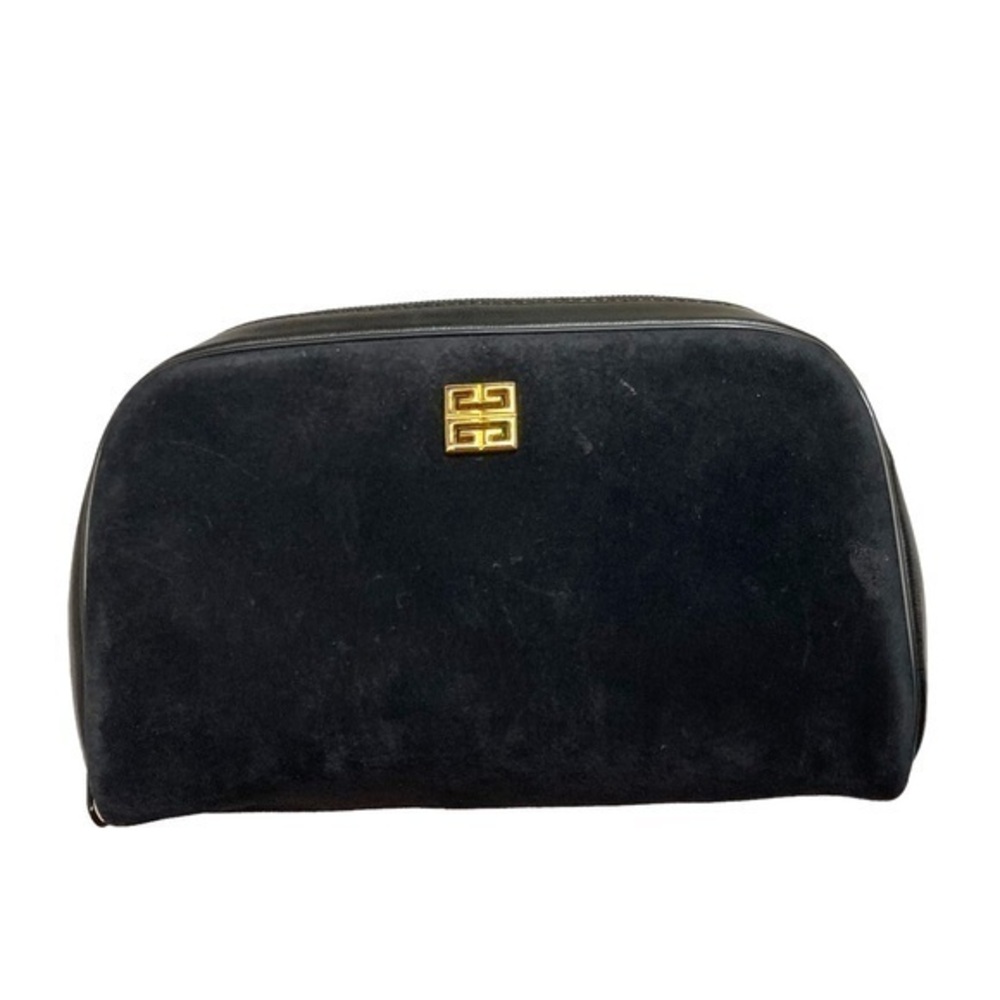 Givenchy vintage black suede leather clutch bag rare